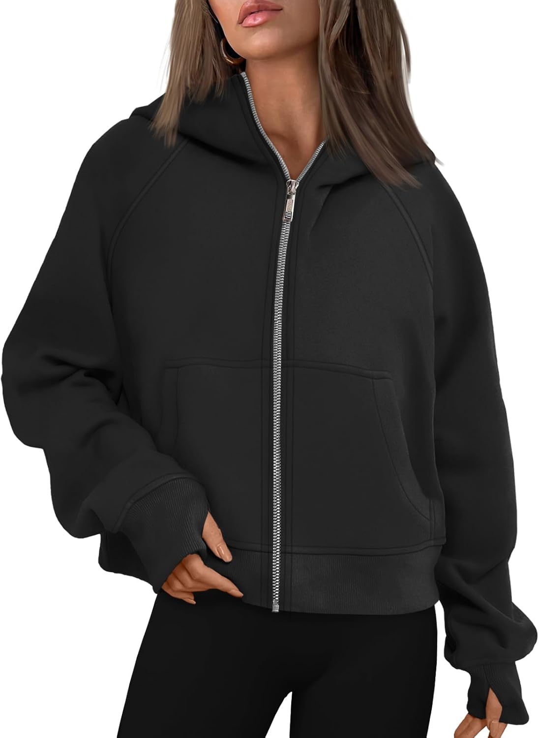 Womens Zip Up Hoodies Fleece Jackets Oversized Sweatshirts Fall Fashion Outfits 2024 Sweaters Winter Clothes