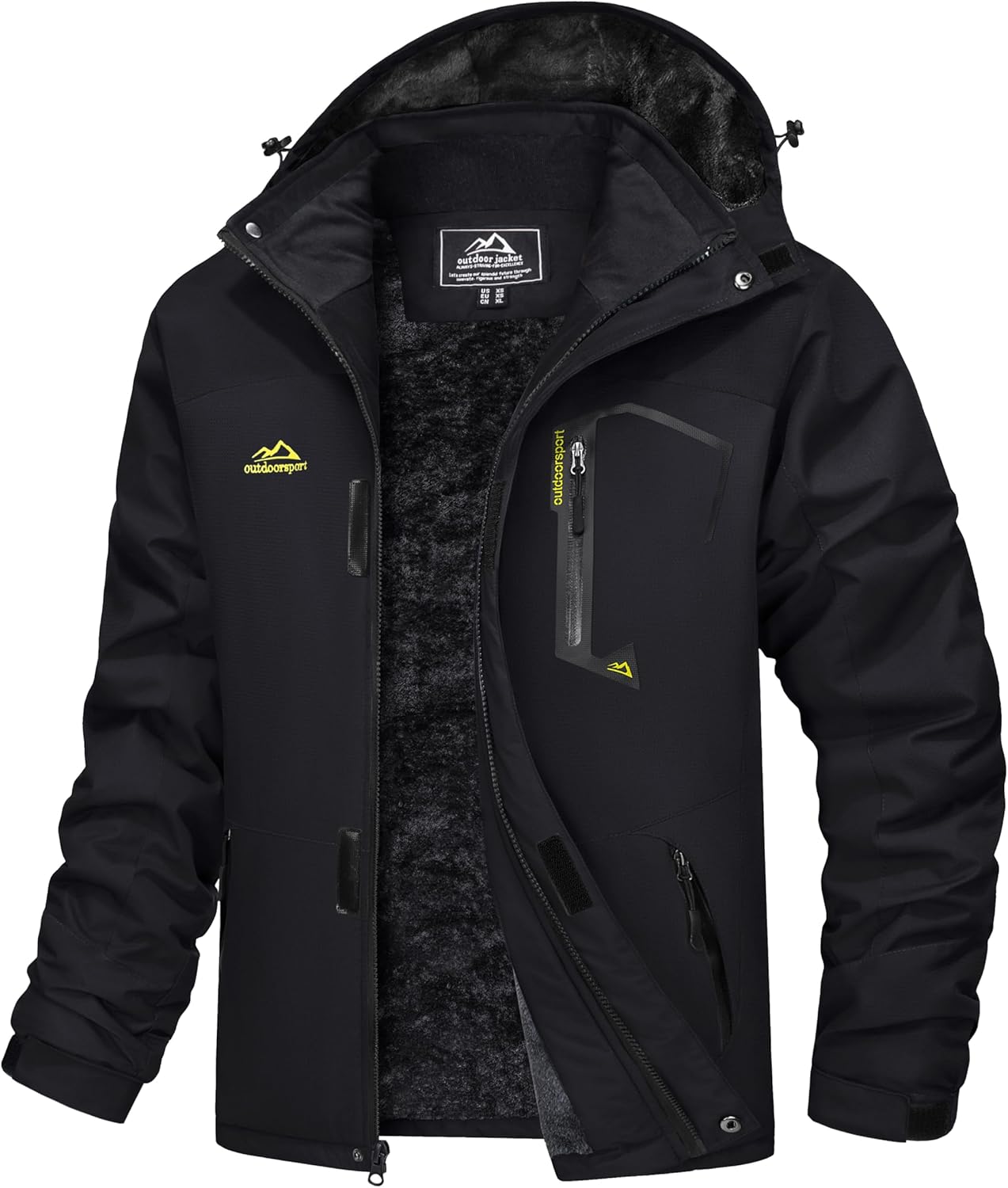 Men's Winter Coats Water Resistant Ski Snow Jacket Warm Fleece Jacket Parka Raincoats With Multi-Pockets