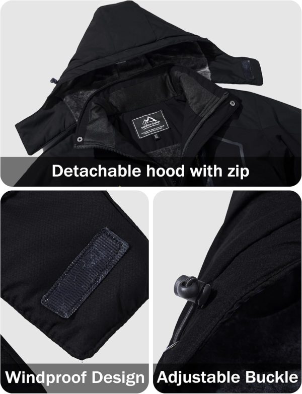 Men's Winter Coats Water Resistant Ski Snow Jacket Warm Fleece Jacket Parka Raincoats With Multi-Pockets - Image 4